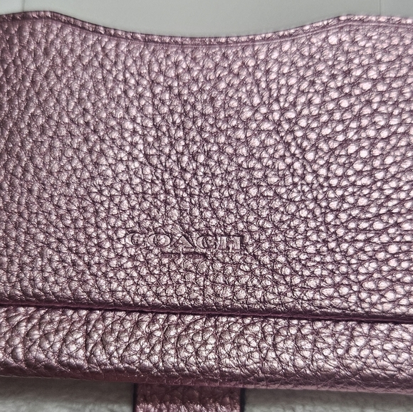 Brand New Authentic Coach Metallic Phone Wristlet- Blush Pink/Dark Gunmetal - Picture 4 of 5